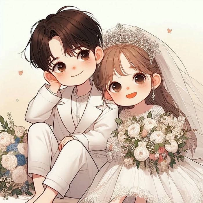 hình cô dâu chú rể chibi 11
